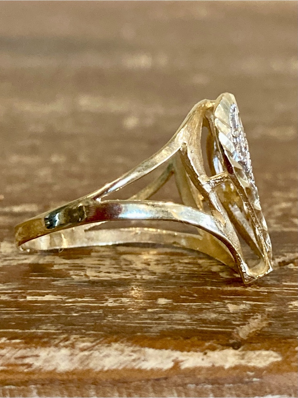 14K Gold Heart Ring “I Love You” White and Yellow Gold Size 9 - Picture 11 of 17